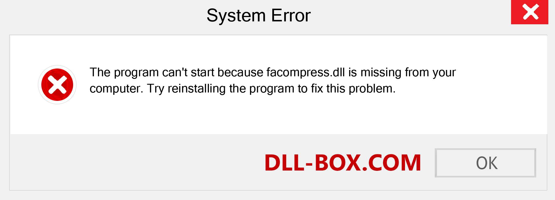  facompress.dll file is missing?. Download for Windows 7, 8, 10 - Fix  facompress dll Missing Error on Windows, photos, images